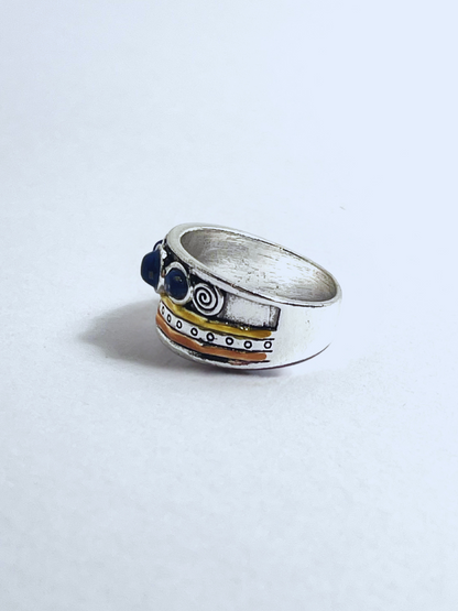 Statement Ring with Lapis Lazuli Stones