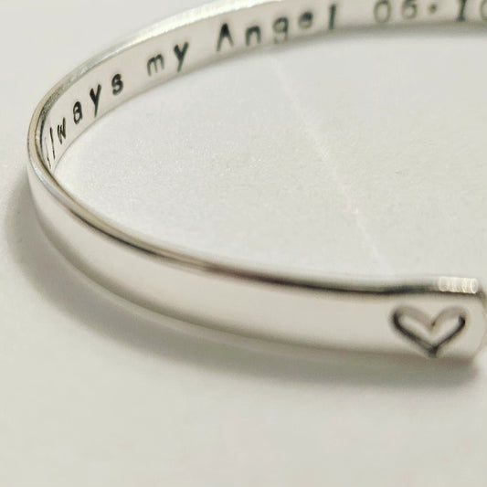 Personalised Handstamped Bangle Aluminium