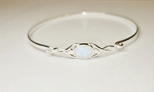 Amelia - Sterling Silver and Opalite Bangle - Stellify