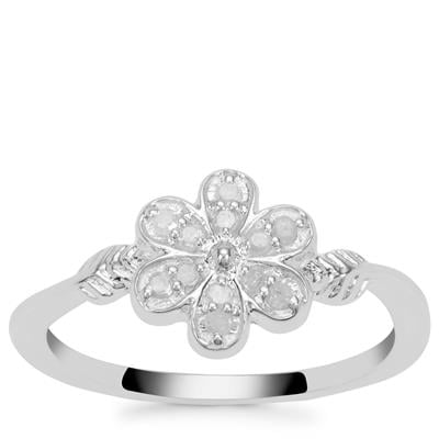 Elegance in Bloom: Sterling Silver White Diamond Pave Flower Ring - Stellify
