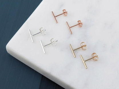 Gold Filled Mini Bar Stud Earrings - Stellify