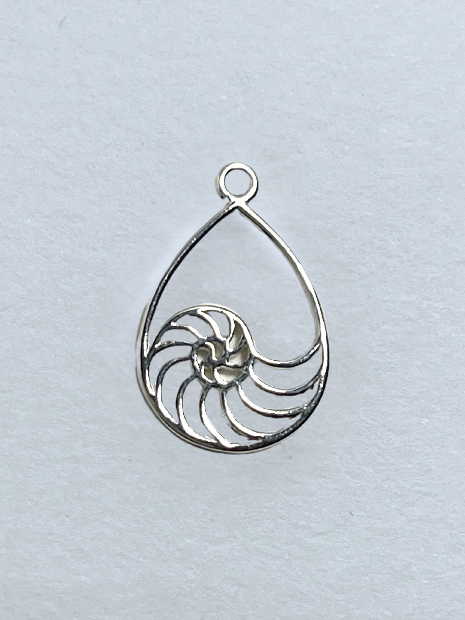 Pear-Shaped Wave Swirl Silver Charm - Stellify