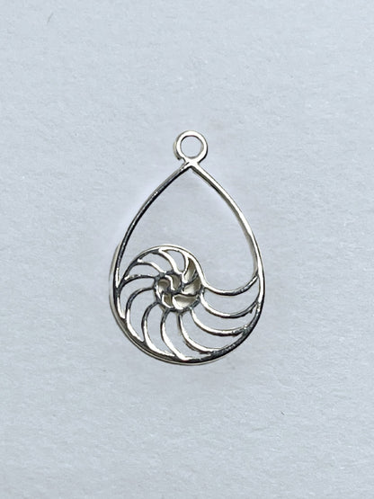 Pear-Shaped Wave Swirl Silver Charm - Stellify