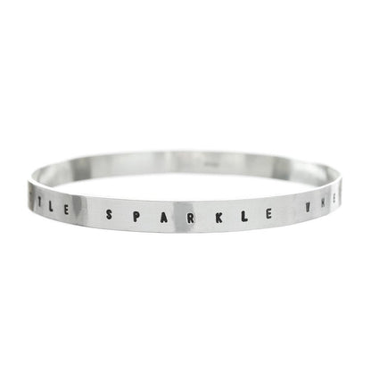 Personalised handstamped bangle Sterling Silver - Stellify