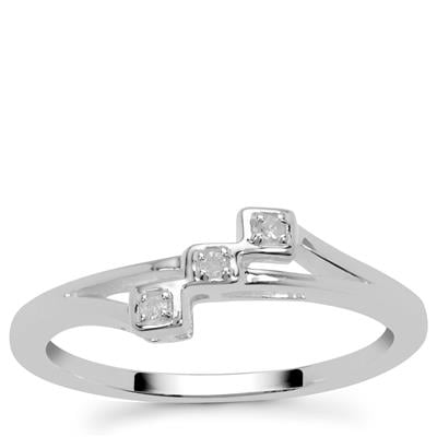 Sterling Silver 3 Stone Staggered White Diamond Ring - Stellify