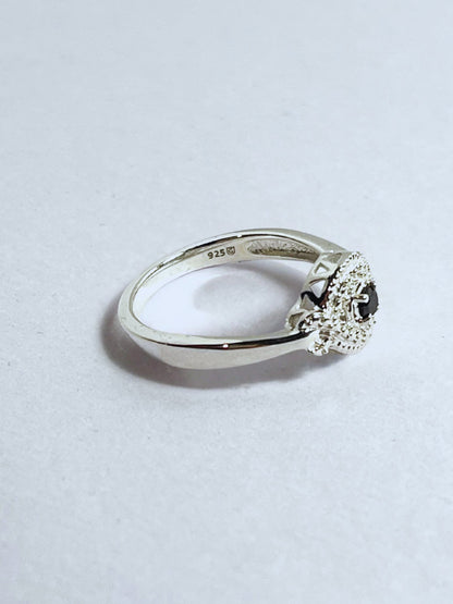 Sterling Silver and Pretty Black Diamond Ring - Stellify