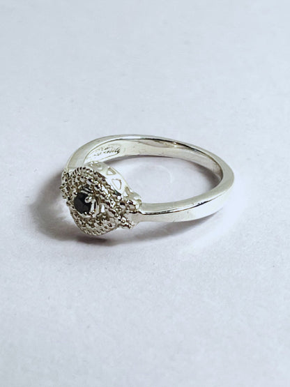 Sterling Silver and Pretty Black Diamond Ring - Stellify