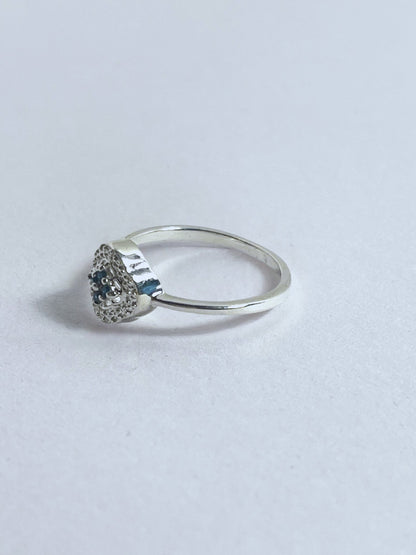 Sterling Silver Blue Diamond Cluster Ring - Stellify