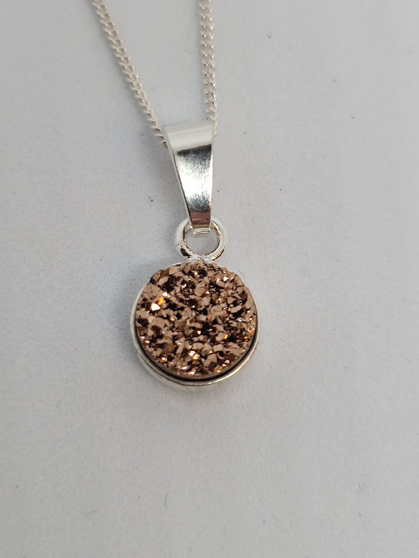 Sterling Silver 'Champers and Sparkle' Champagne Druzy Pendant Necklace - Stellify