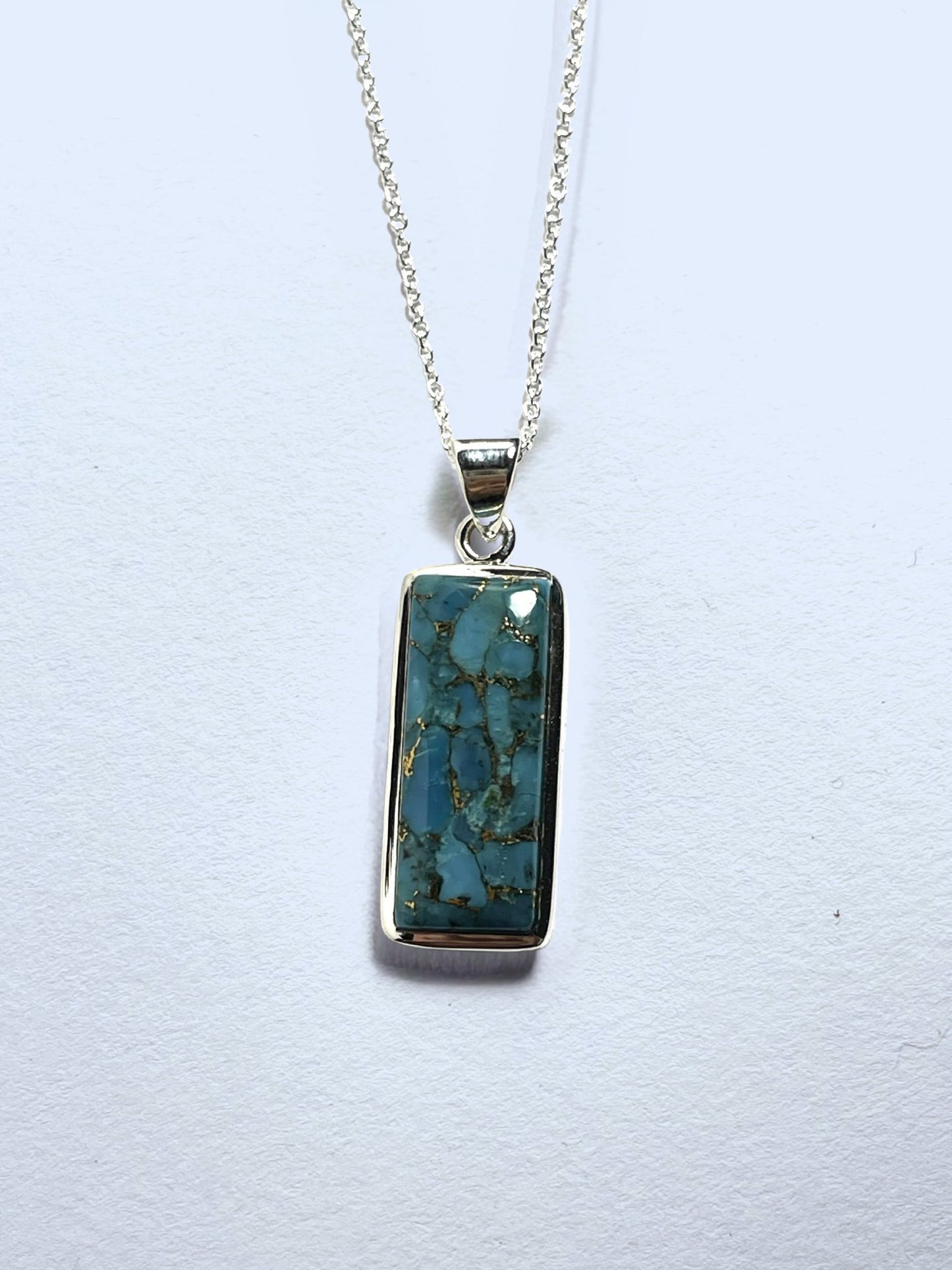 Sterling Silver Copper Mojave Turquoise Pendant Necklace - Stellify