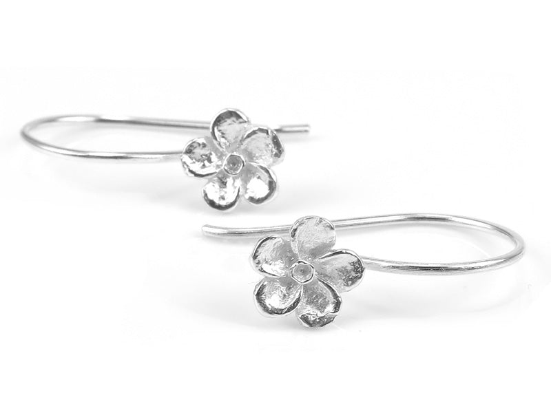 Sterling Silver Ear Wire Drop Flower Earrings - Stellify