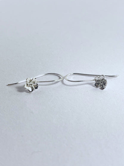 Sterling Silver Ear Wire Drop Flower Earrings - Stellify