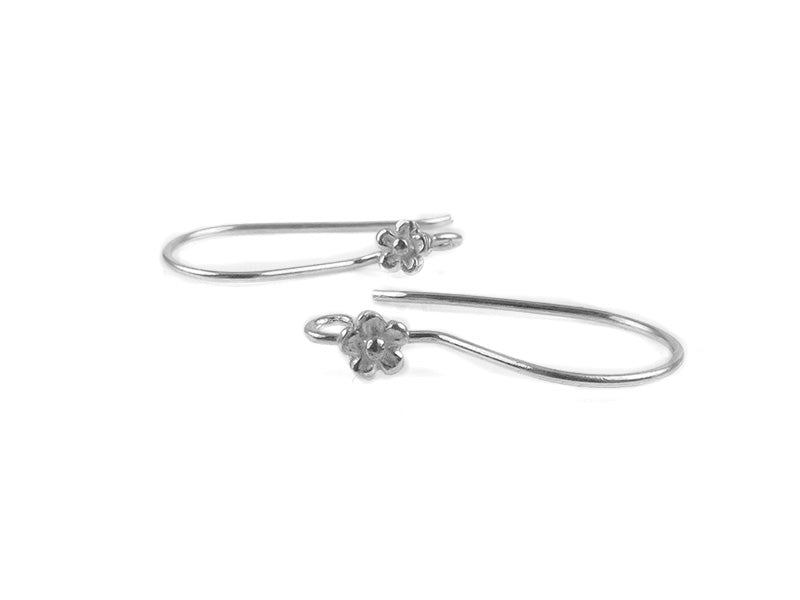 Sterling Silver Ear Wire Drop Flower Earrings - Stellify