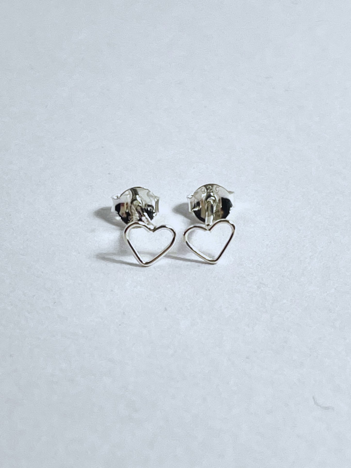 Sterling Silver Mini Open Heart Stud Earrings - Stellify
