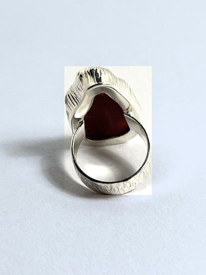 Sterling Silver Organic Carnelian Statement Ring - Stellify