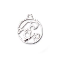 Sterling Silver Round Wave Charm - Stellify