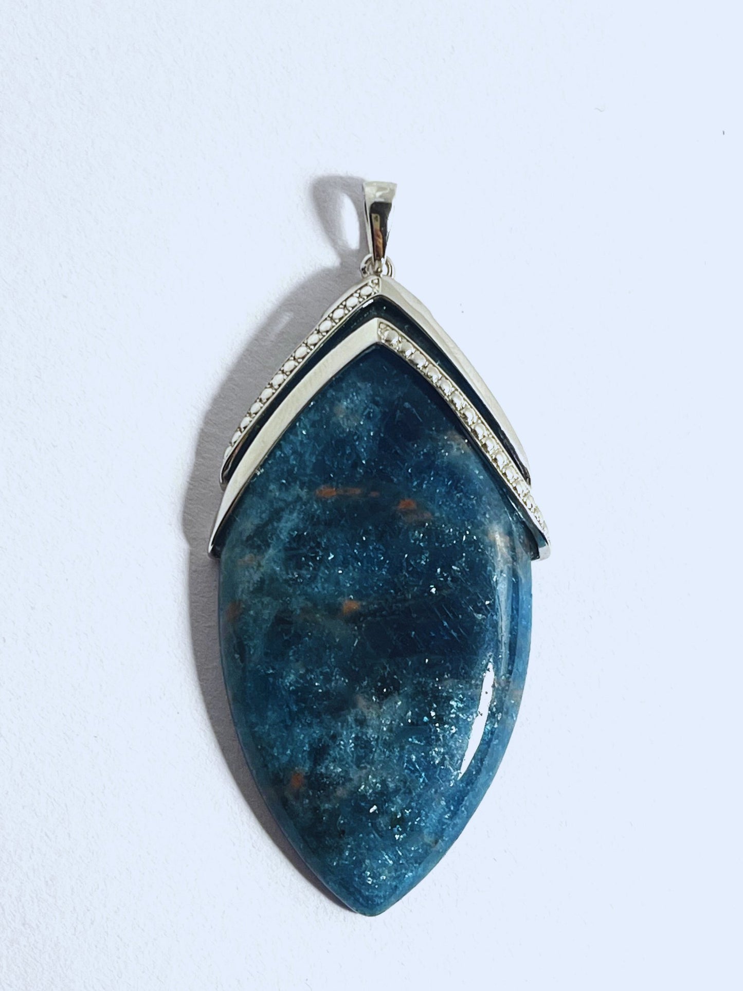 Sterling Silver Stunning Statement Pendant - 109cts Madagascan Neon Apatite Marquise - Stellify