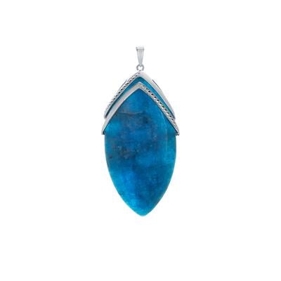 Sterling Silver Stunning Statement Pendant - 109cts Madagascan Neon Apatite Marquise - Stellify